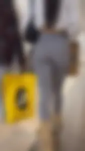 Slim Latina hottie in gray leggings on the escalator (OC, GIFs)