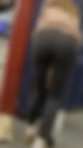 Skinny And Tight College Girl In Blue Leggings Bends Over For Me (Upshots)
