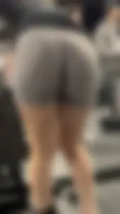 Tight Grey Gym Shorts (Crazy Vpl and Bends Over)