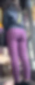 Nerdy Indian MILF purple leggings