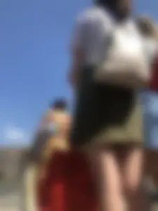 Hot girl in short dresses and skirts on the crosswalk street creepshots