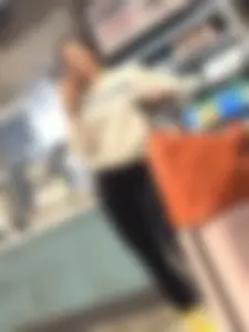 nerdy asian round ass at airport cafe