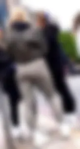 Sexy blonde in Grey Leggings