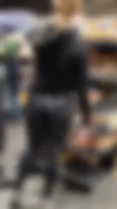 Stocky Candid Girl in Camo Tights With Muscly Legs And a Great Butt, Creepshot at the Grocery Store