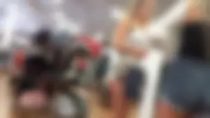 Big booty blonde babe shopping in tiny shorts