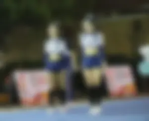 Bunch of athletic Thai cheerleaders at a competition