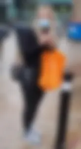 Blonde teen’s juicy booty in wet look leggings!