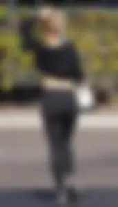 Sexy ass blonde in the parking lot in leggings with amazing body