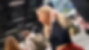 NOT OC - Polish blonde in tight red TEVEO leggings (face shots)