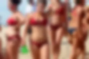 Lifeguard tournament girls on the beach