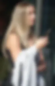 Blonde teen in black leggings, her sweater ruined my fun