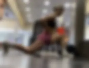 Bubble Butt Blonde Stretching at the Gym
