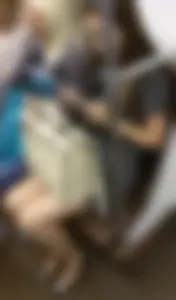 Sexy Legs Subway Train Closeup - Candid Upskirt Attempt