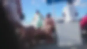 Girl with a nice ass in wet white bikini bottom