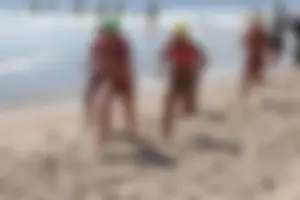 Lifeguard tournament girls on the beach