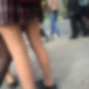 Teen JB with Skinny Legs in Uniform Skirt - Street Candid Closeup