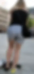 2 pretty blonde friends out in shorts