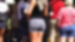 Big booty blonde babe in tight grey spandex shorts with vtl