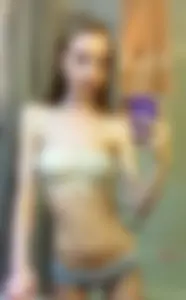 Very skinny girl's with a very long torso mirror selfies in underwear