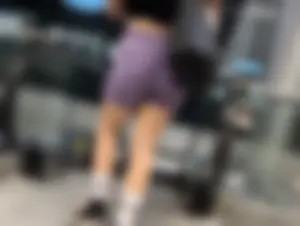 Latina jiggling in purple shorts after yoga (OC)