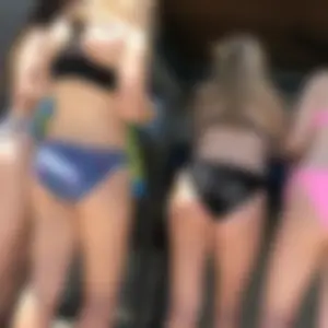 Bikini teens at beach bar
