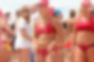 Lifeguard tournament girls on the beach