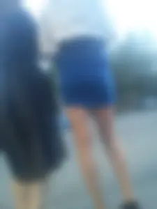 Flat Booty in a Mini-Skirt, Long Slim Legs on the Street, Candid Girl's Hot Photo