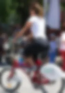 Sexy girl riding a bike in leggings with vtl