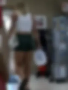 Brunette College Babe Tight Booty Sweatshorts VPL