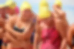 Lifeguard tournament girls on the beach