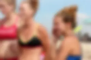 Lifeguard tournament girls on the beach