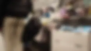 Very tight ass of slim T in grey leggings