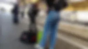 Tight Jeans at the Trainstation + Bending Over