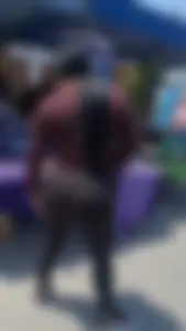 (OC) big butt thick short girl in black leggings VPL