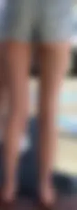 Skinny blonde long legs and denim shorts w/ cheeks