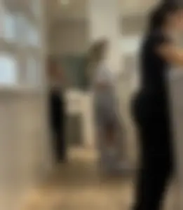 Blonde German Chick in Grey VPL Leggings