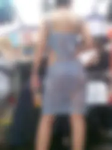 Milf in See-Through Dress Street Closeup VPL