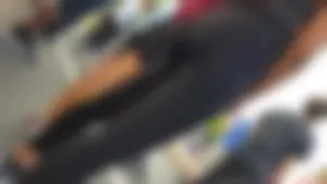 Skinny Teen in Tights on the Street Booty and Legs Closeup Photos