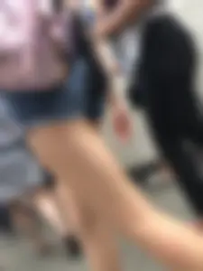 Tall Candid Teen Girl in Denim Shorts And Sandals Sitting in the Subway Train, Then Walking Down the Station