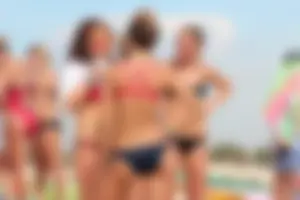 Lifeguard tournament girls on the beach