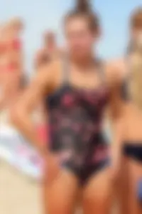 Lifeguard tournament girls on the beach
