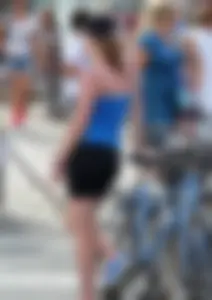Cute teen bike rider in spandex shorts with a nice ass and vpl