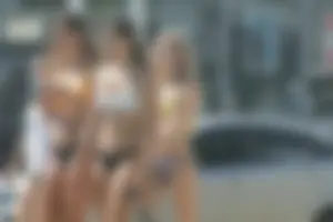 Group of teen friends in Florida in bikinis and thong