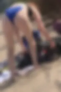 Pale skin tall bikini, semi thong