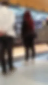 Big black booty in tight black leggings