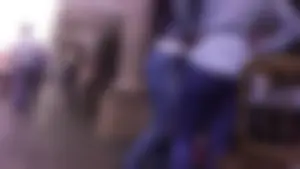 Big booty Latina lady in tight jeans with a round ass