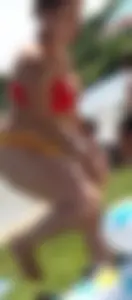 Thick girl with tattoos, big tits and a big booty in a little bikini