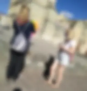 Two pretty tourists in the park Sunday
