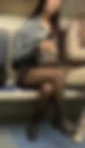 Amazing sevy legs in black pantyhose in a subway train, hot candid girl in a skirt public transport creepshot