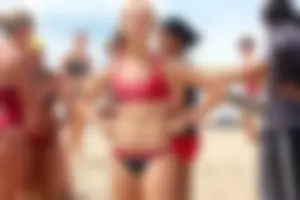 Lifeguard tournament girls on the beach